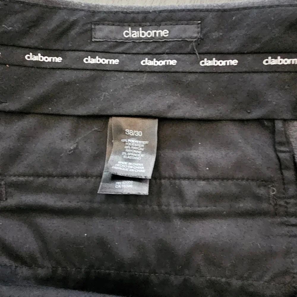 Claiborne Mens 38/30 Gray Dress Pants Dark Academia Old Money Stretch Slacks